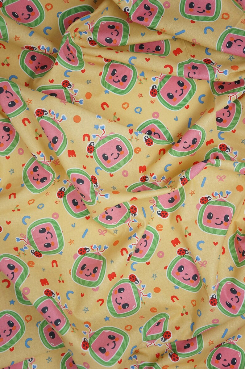 Cocomelon Fabric, Watermelon Tossed Cute TV Licensed by David Textiles Novelty Cotton Fabric, JJ Fabric, Cocomelon Watermelon image 6