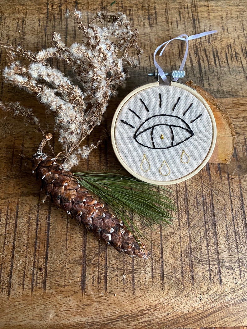 3 Inch Mini Embroidery Hoop Third Eye Spiritual, Feminist Embroidery Art, Evil Eye, Oddities, Wicca Art, Queer Witchcraft