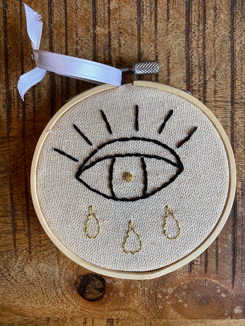 3 Inch Mini Embroidery Hoop Third Eye Spiritual, Feminist Embroidery Art, Evil Eye, Oddities, Wicca Art, Queer Witchcraft