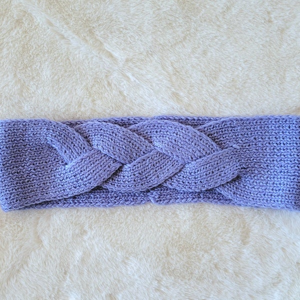 Bandeau femme pour automne/hiver tricoté, laine, couleur bleuet