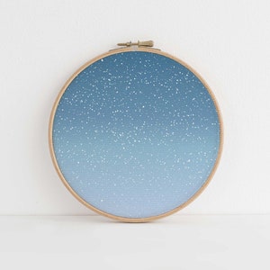 White Christmas (16x11”),  Snow filled blue sky cross stitch fabric. 14-36 counts available.