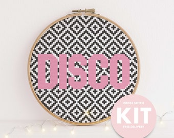Disco Modern Cross Stitch Kit, Beginner Friendly, DIY letterbox  Embroidery Kit  Gift, Subversive Rock chick  Embroidery