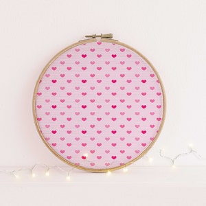 Candy kisses hearts 16 X 11 " cross stitch fabric - 14, 16 & 18 count Aida  Embroidery fabric -  pink love hearts repeat pattern.