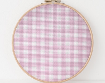 Pretty Pink Gingham Aida Fabric, Country Kitchen Cross Stitch Cloth, Patterned Needlework Canvas, 14ct 16ct 18ct 22ct 25ct