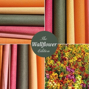 Mottled Wallfower Brightly coloured Aida. 5 pretty Aidas in Oranges, Pinks and Green. 14/16/18/22 and 25 Count. image 3
