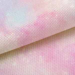 Rose Fairy Dust 16 x11 Enchanted Fantasy Fabric, Mystical Pattern Print, Magic Sky, Dyed Effect Aida, 14/16/18 Count image 2