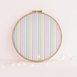 Candy Stripes Pastel printed cross stitch fabric 16x11" - 14, 16 & 18 count Aida fabric - multi coloured pastel repeat pattern. image 1