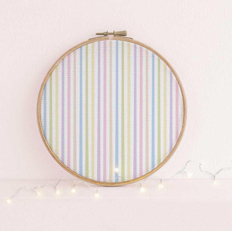Candy Stripes Pastel printed cross stitch fabric 16x11" - 14, 16 & 18 count Aida fabric - multi coloured pastel repeat pattern. image 1