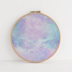 Moonstone Fairy Dust  (16&quot; x11”) Enchanted Fantasy Cross Stitch Fabric,  Mystical Pattern Print, Magic Sky, Dyed Effect Aida, 14/16/18 Count