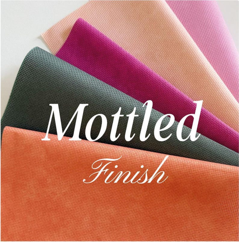 Mottled Wallfower Brightly coloured Aida. 5 pretty Aidas in Oranges, Pinks and Green. 14/16/18/22 and 25 Count. image 1