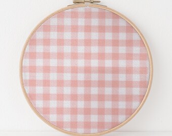 Peach Gingham Aida Fabric, Country Kitchen Cross Stitch Cloth, Patterned Needlework Canvas, 14ct 16ct 18ct 22ct 25ct