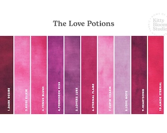 The Love Potions Printed Aida. Tones of vibrant Pink, Red and Purples. Cross Stitch Fabric , 14/16/18 Count