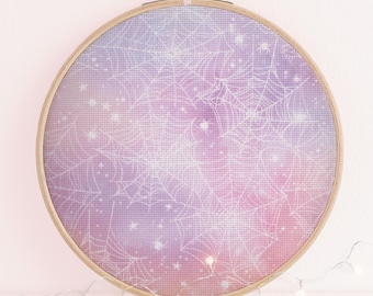 Mystic Spider Web Aida Fabric, Candy Halloween Cross Stitch Cloth, Repeat Pattern Embroidery Canvas, 14ct 16ct 18ct 22ct 25ct