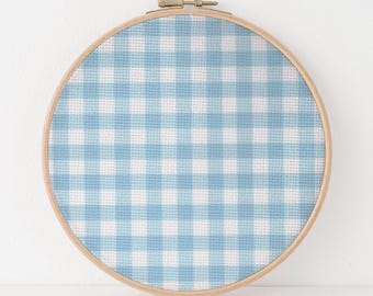 Pastel Blue Gingham Aida Fabric, Country Kitchen Cross Stitch Cloth, Patterned Needlework Canvas, 14ct 16ct 18ct 22ct 25ct