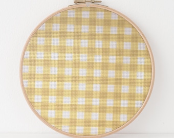 Sunny Yellow Gingham Aida Fabric, Country Kitchen Cross Stitch Cloth, Patterned Needlework Canvas, 14ct 16ct 18ct 22ct 25ct