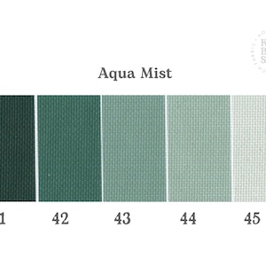 Aqua Mist Aida. available in 5 pretty shades of  Aqua greens. Beautiful Cross Stitch Fabric, Flat colour, 14/16/18 Count