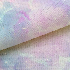 Moonstone Fairy Dust 16 x11 Enchanted Fantasy Fabric, Mystical Pattern Print, Magic Sky, Dyed Effect Aida, 14/16/18 Count image 2
