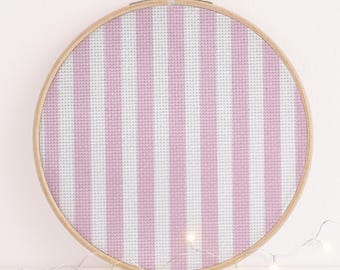 Pink Candy Stripe Aida Fabric, Vintage Cottagecore Cross Stitch Cloth, Repeat pattern  Needlework Canvas, 14ct 16ct 18ct 22ct 25ct