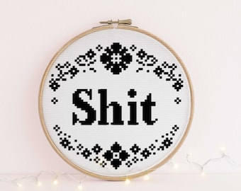 Rude funny adult cross stitch kit, beginner friendly, modern DIY letterbox gift. Subversive  Swear Cuss Word Profanity Adulth gift