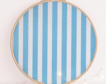 Blue Candy Stripe Aida Fabric, Cross Stitch Cloth, Repeat Pattern Embroidery  Needlework Canvas, 14ct 16ct 18ct 22ct 25ct