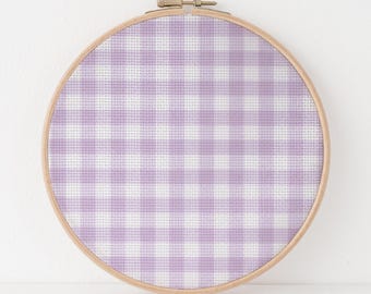 Pretty Purple Gingham Aida Fabric, Country Kitchen Cross Stitch Cloth, Patterned Needlework Canvas, 14ct 16ct 18ct 22ct 25ct