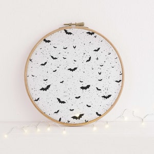 Halloween 14 count printed cross stitch fabric - (16 x 11") Aida  Embroidery fabric for embroidery projects - Spooky Bats