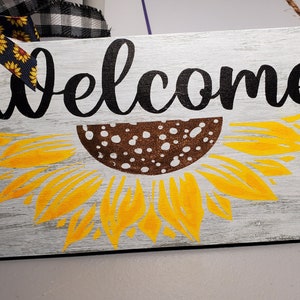 Sunflower Welcome Sign, Sunflower Door Sign, Sunflower Wreath Sign, Sunflower Door Hanger