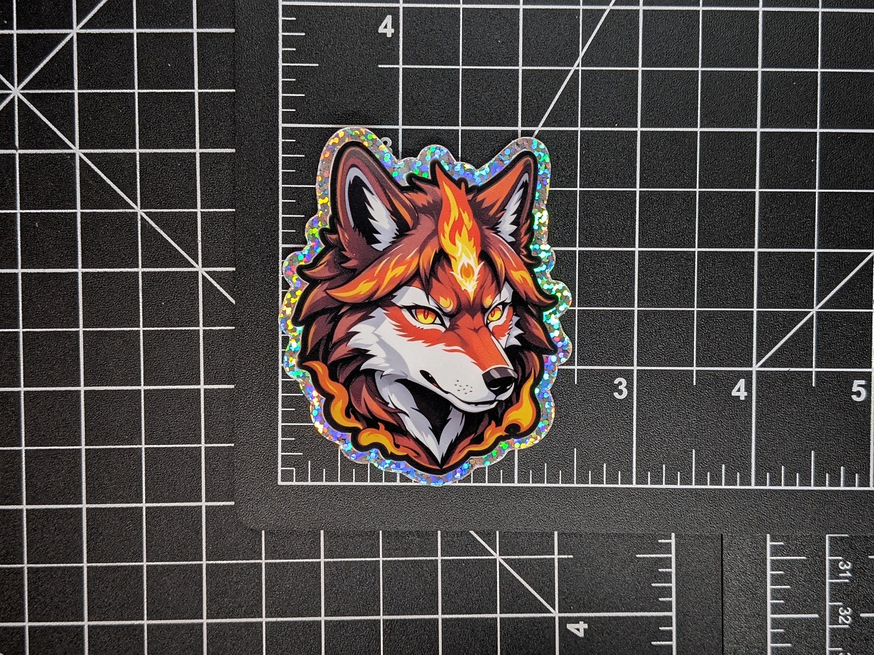 Furry Howl Sticker Fiery Wolf Head | Die Cut Sticker | Holographic Sticker | Furry Sticker ...
