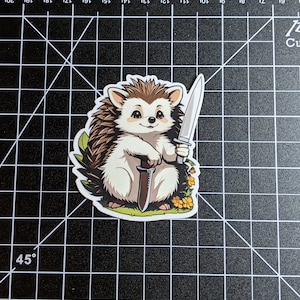 Quest Giver hedgehog Die Cut Sticker | Cute Hedgehog sticker | Adventuring sticker | Funny hedgehog sticker | water bottle sticker