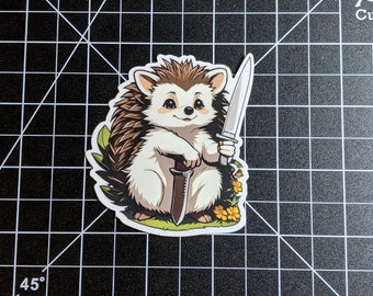 Quest Giver hedgehog Die Cut Sticker | Cute Hedgehog sticker | Adventuring sticker | Funny hedgehog sticker | water bottle sticker