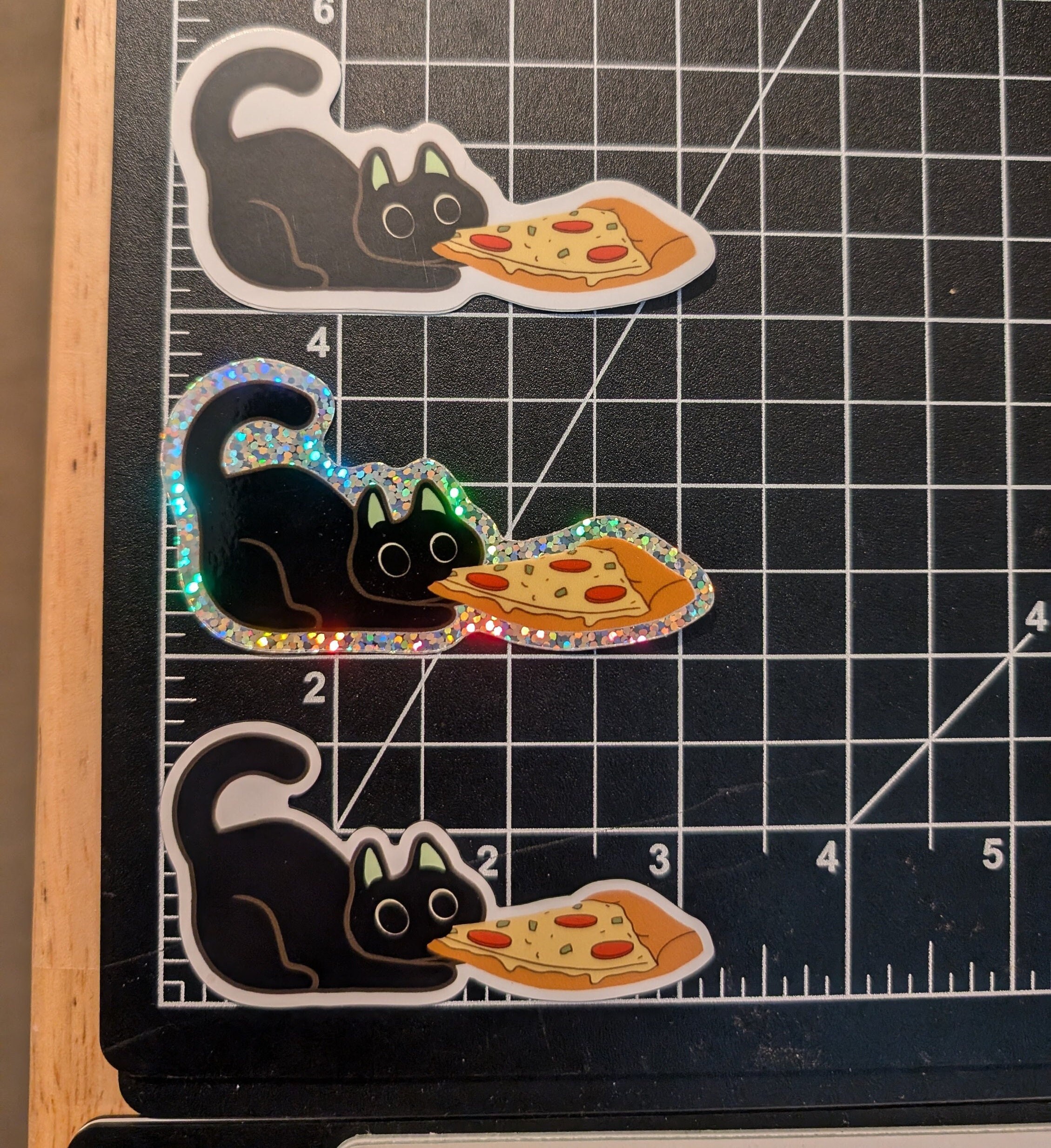 Adorable Pizza Cat Thief Sticker | Pepperoni Cheese Pizza Slice | Cute ...