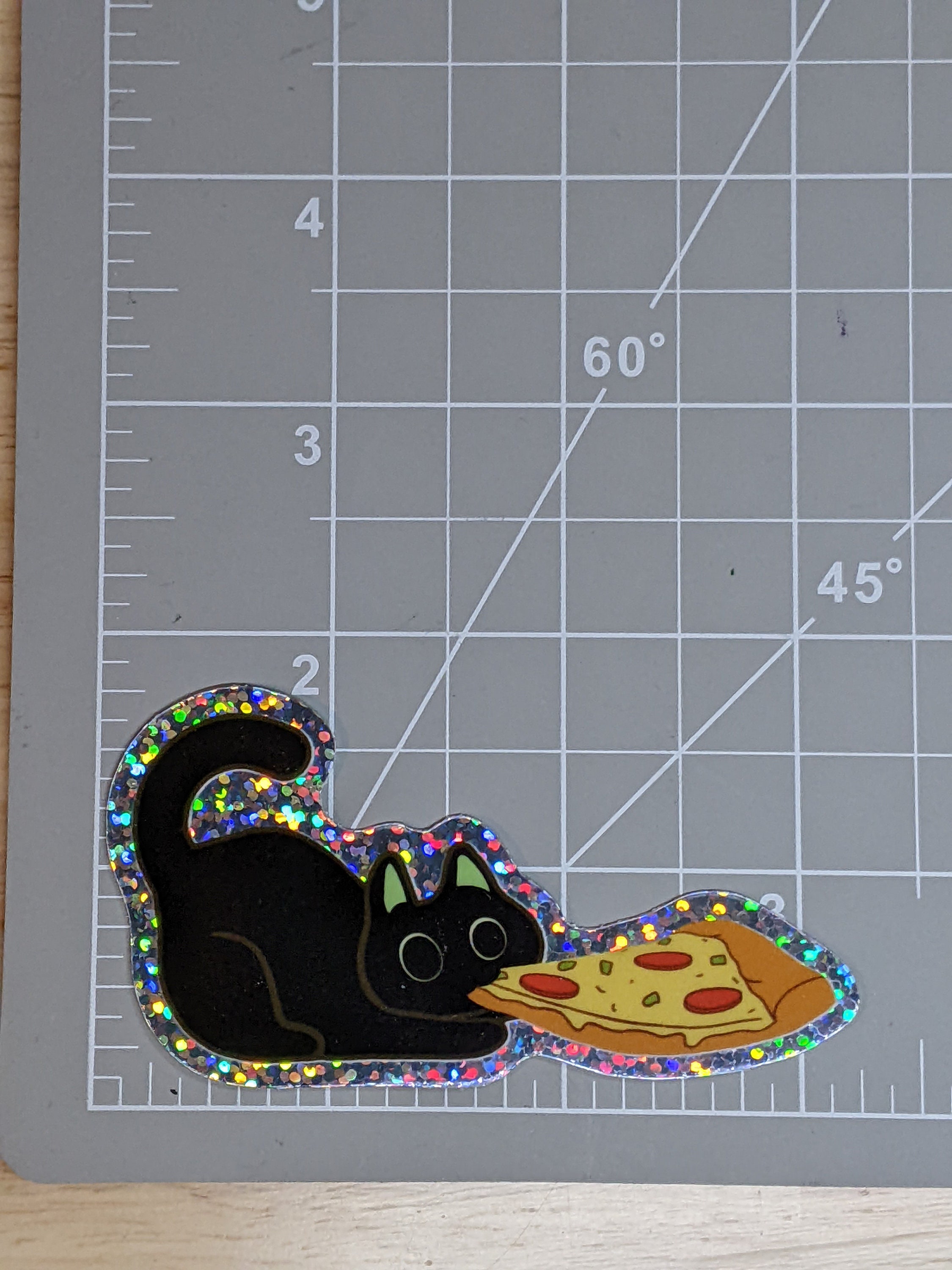 Adorable Pizza Cat Thief Sticker | Pepperoni Cheese Pizza Slice | Cute ...