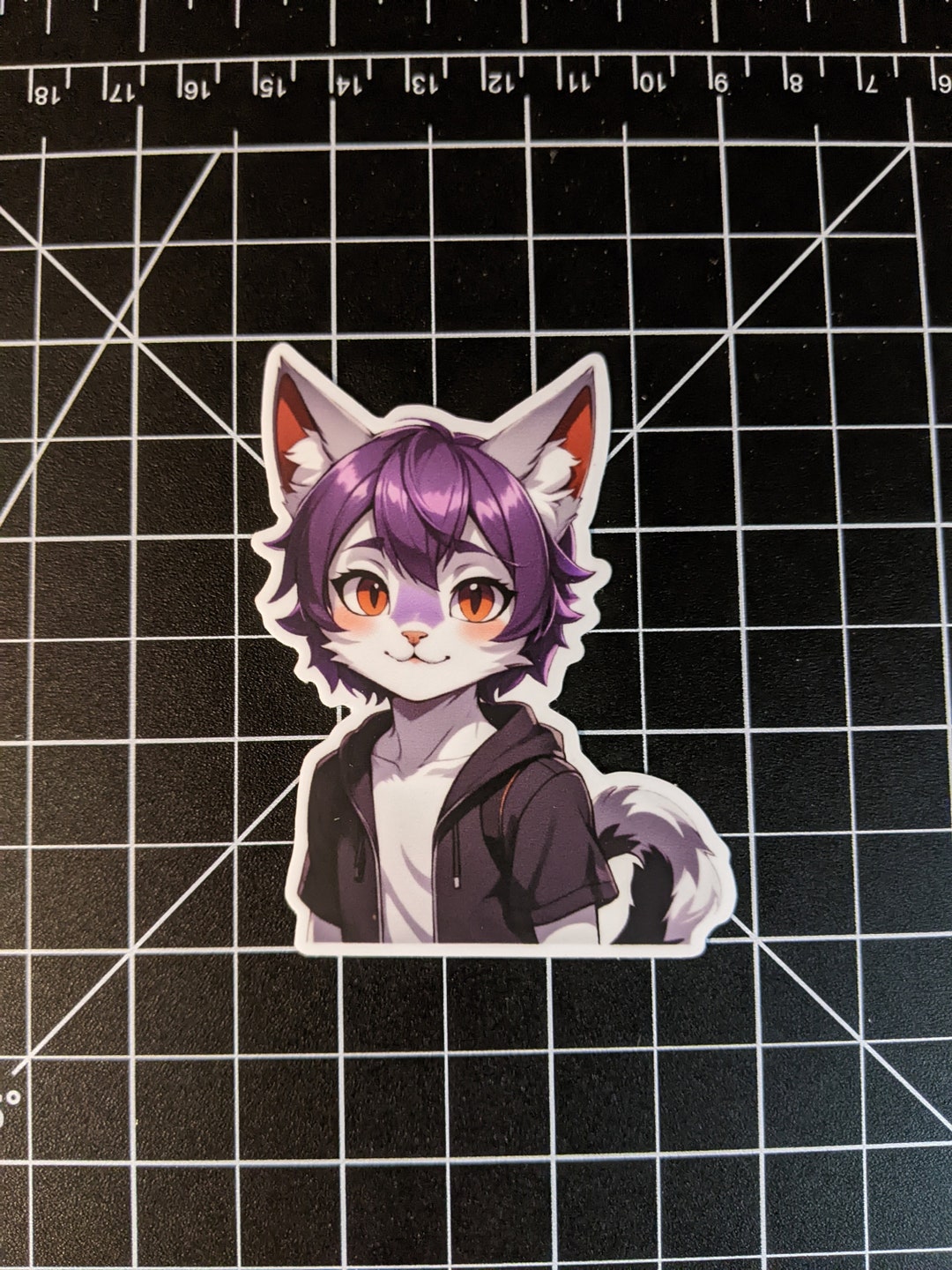 Purple Catboy Die Cut Sticker | Anime Catboy Sticker | Furry Catboy ...