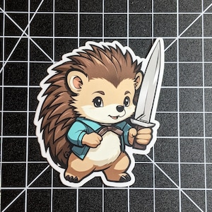 Adventuring hedgehog die cut sticker | Cute Hedgehog sticker | Cute Animal Stickers | water bottle sticker | Hydroflask sticker