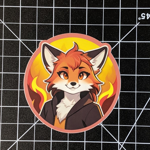 Fiery Moxy Fox Sticker | Die Cut Sticker | Furry Sticker | Cute Fox Stickers | Furry Art | Hydroflask