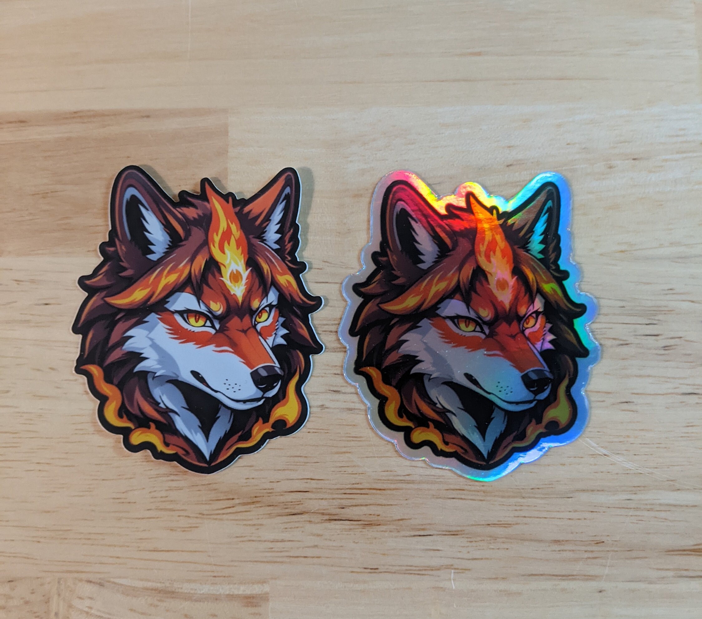 Furry Howl Sticker Fiery Wolf Head | Die Cut Sticker | Holographic Sticker | Furry Sticker ...