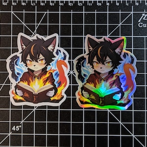 Catboy Mage Fantasy sticker | Die Cut / Holographic | Anime Sticker | Anime Catboy sticker | Furry Stickers | Furry Cat ears | Hydroflask