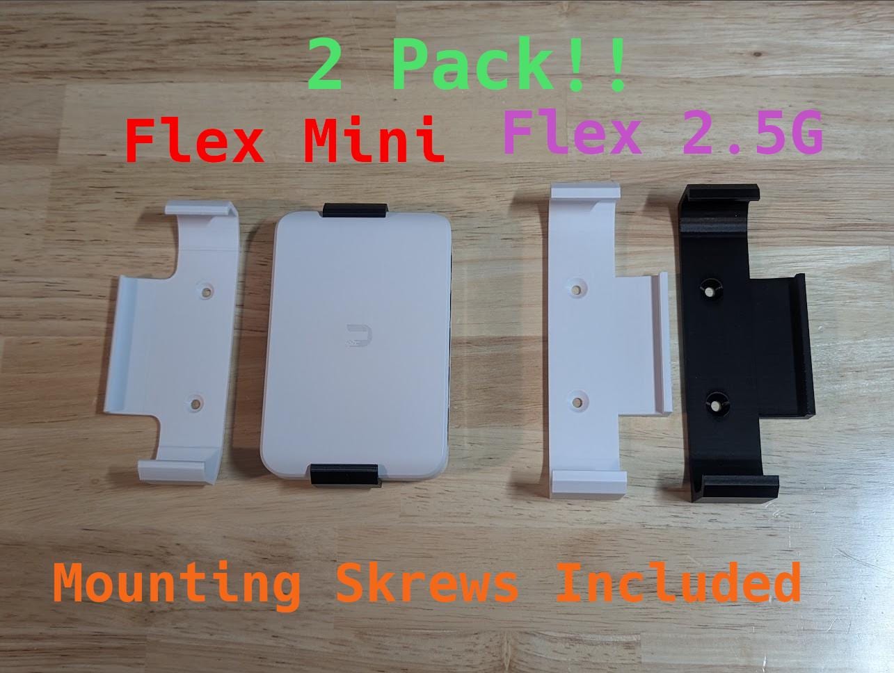 2 PACK Unify Flex Mini OR Flex 2.5G Custom 3D Printed Wall Mount for Ubiquiti Unifi USW Flex Switch | Secure & Stylish Bracket | Networking
