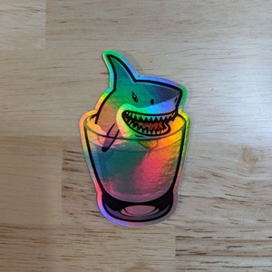 Funny Shark in a shot glass | Liquor sticker | Cool Shot glass shark | drinking sticker | Bar accessories