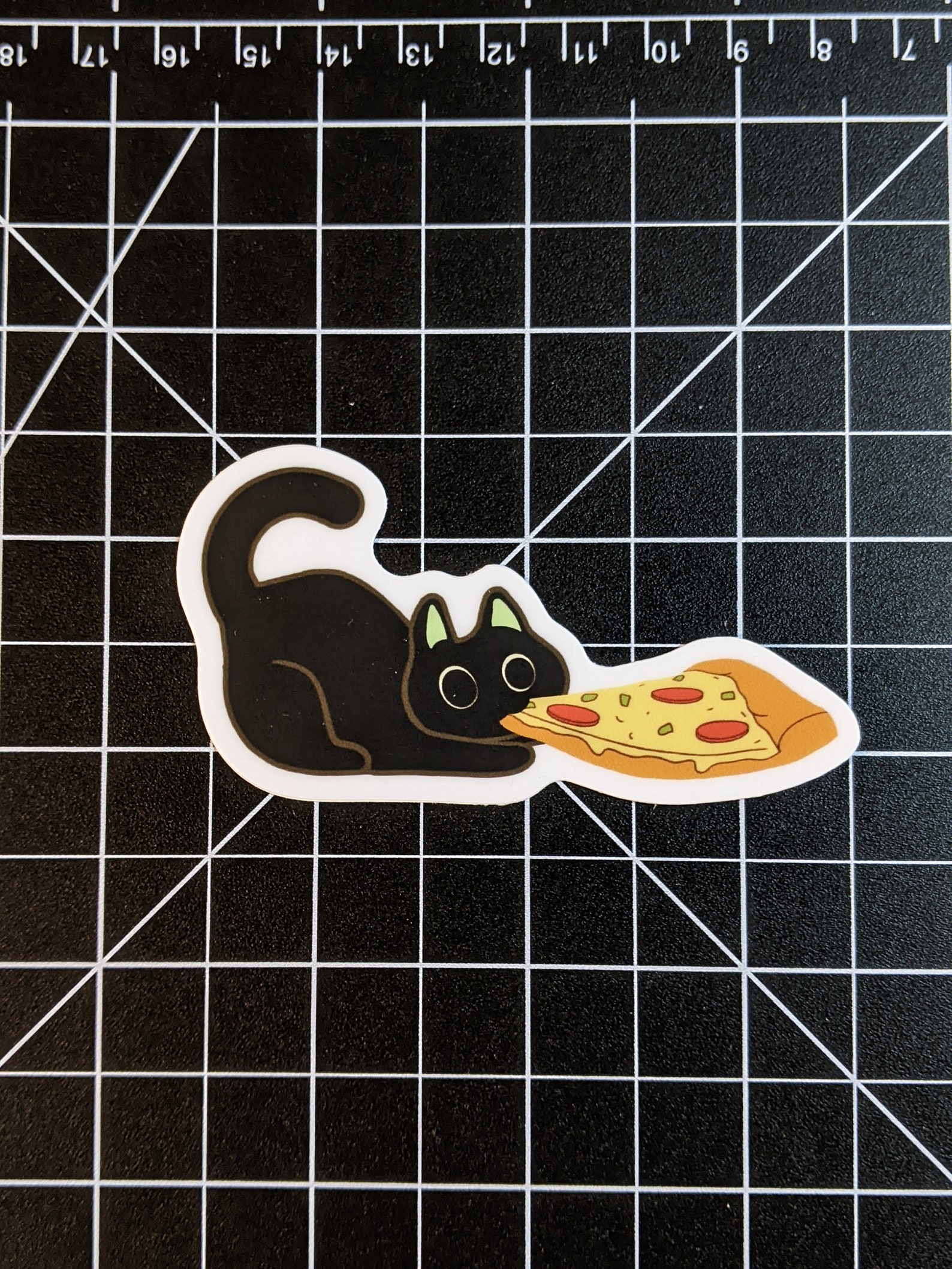 Adorable Pizza Cat Thief Sticker | Pepperoni Cheese Pizza Slice | Cute ...