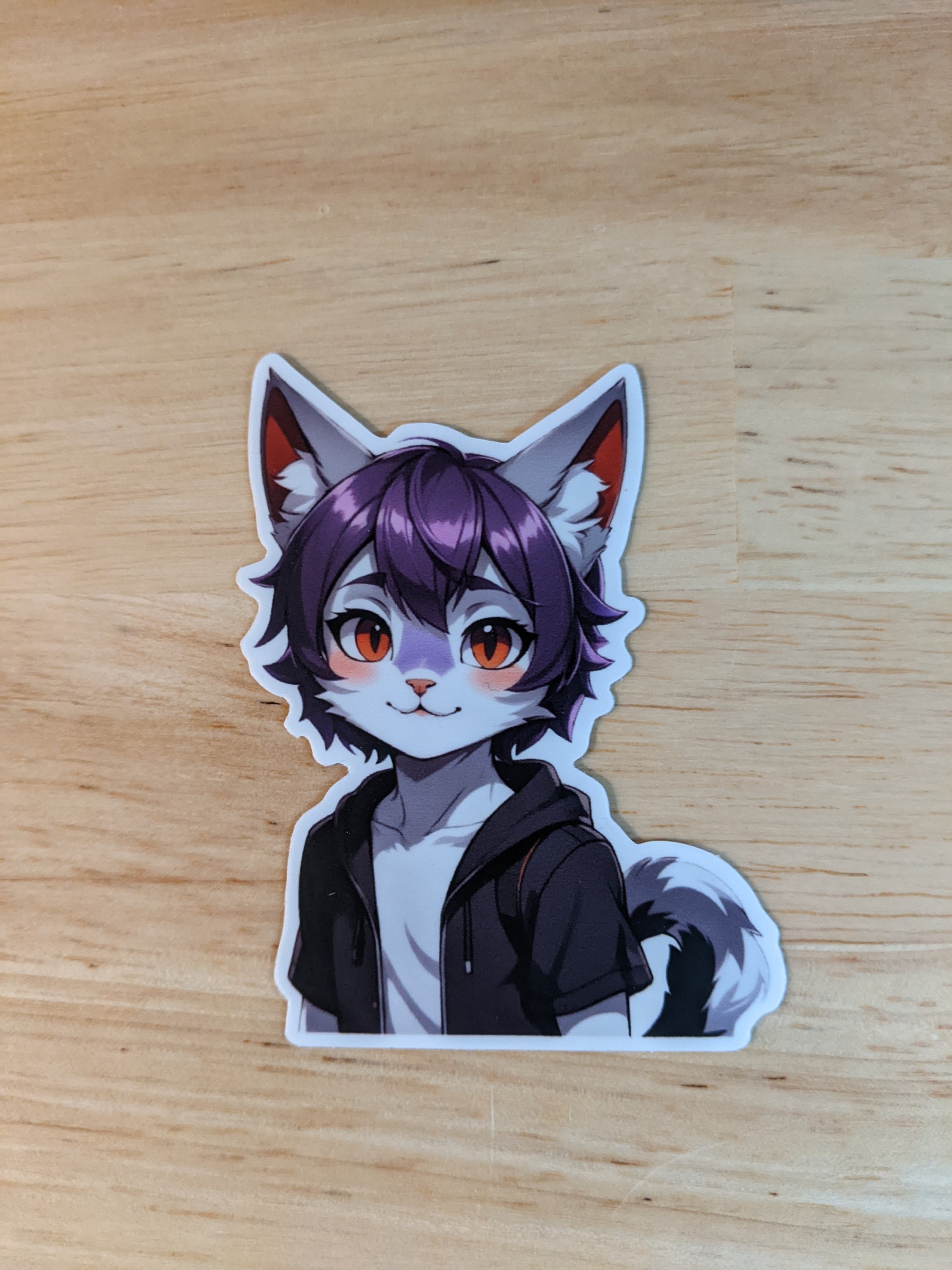 Purple Catboy Die Cut Sticker | Anime Catboy Sticker | Furry Catboy ...