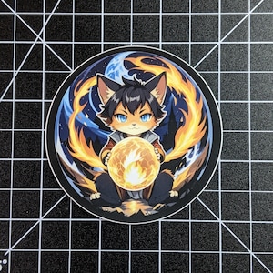 Catboy Mage Fantasy sticker | Die Cut / Holographic | Fantasy Sticker | Anime Catboy sticker | Furry Stickers | Furry Cat ears