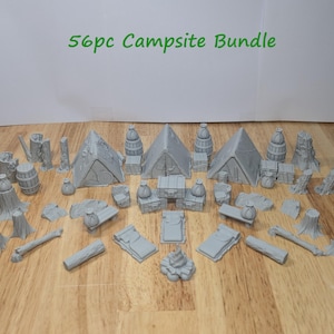 79pc/56pc/37pc/17pc D&D Camping Bundle | Outdoors | Tabletop Board Game and DND Accessories Campaign terrain Bundle Dungeons and Dragons D20 56pc Campsite Bundle