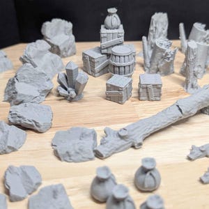 D&D General mixed terrain scatter Accessories Bundle | Rocks, stumps | Tabletop Board Game Accessories Bundle for Dungeons and Dragons D20