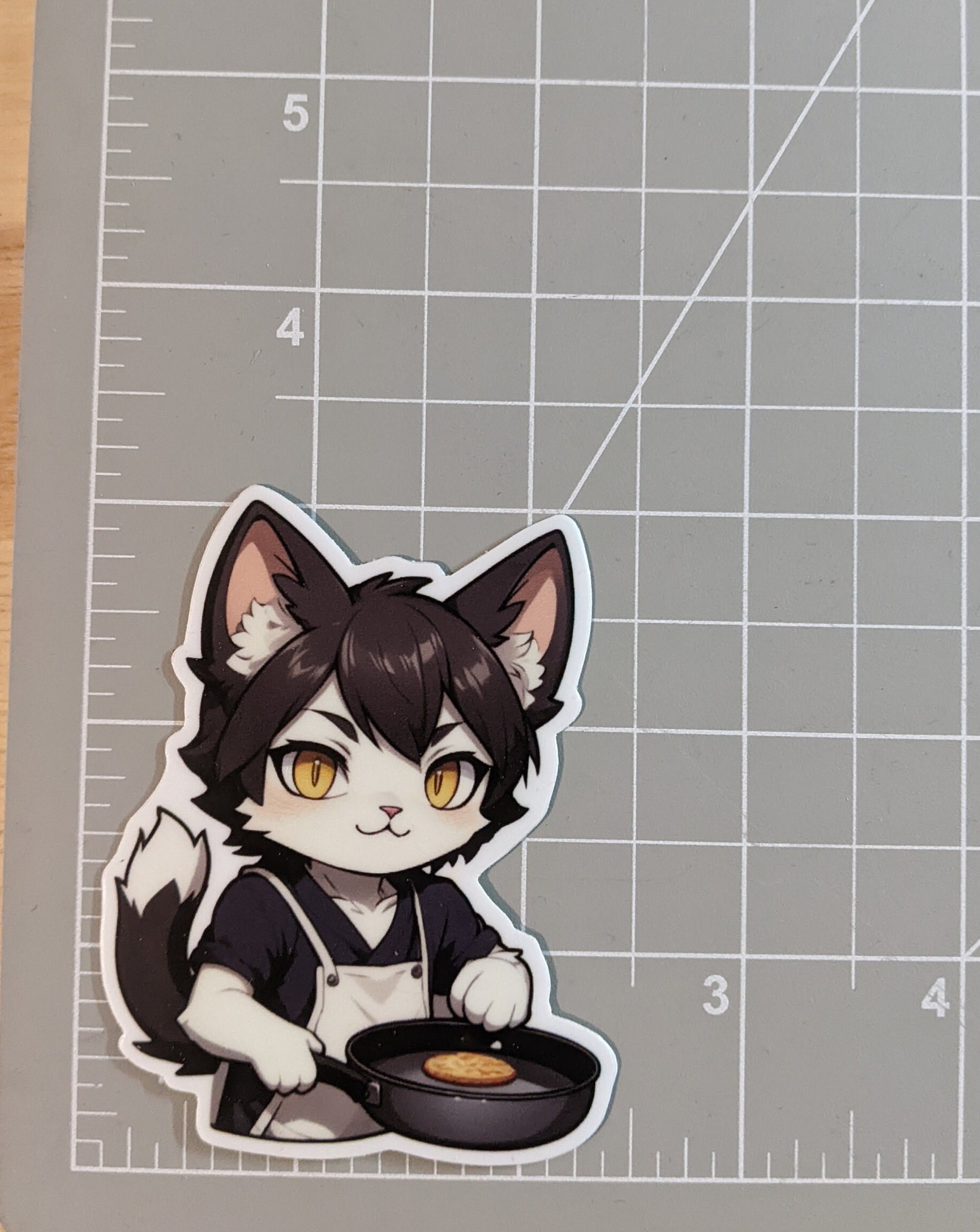 Cooking Catboy Die Cut Sticker | Anime Catboy Sticker | Furry Catboy ...