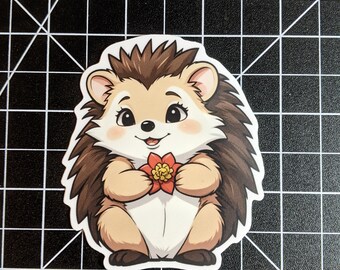 Cute Flower Hedgehog die cut sticker | Hedgehog sticker | Funny animal sticker | water bottle sticker | Hydroflask Sticker