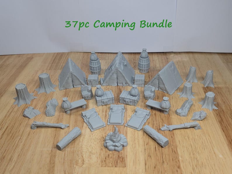 79pc/56pc/37pc/17pc D&D Camping Bundle | Outdoors | Tabletop Board Game and DND Accessories Campaign terrain Bundle Dungeons and Dragons D20 37pc Camping Bundle