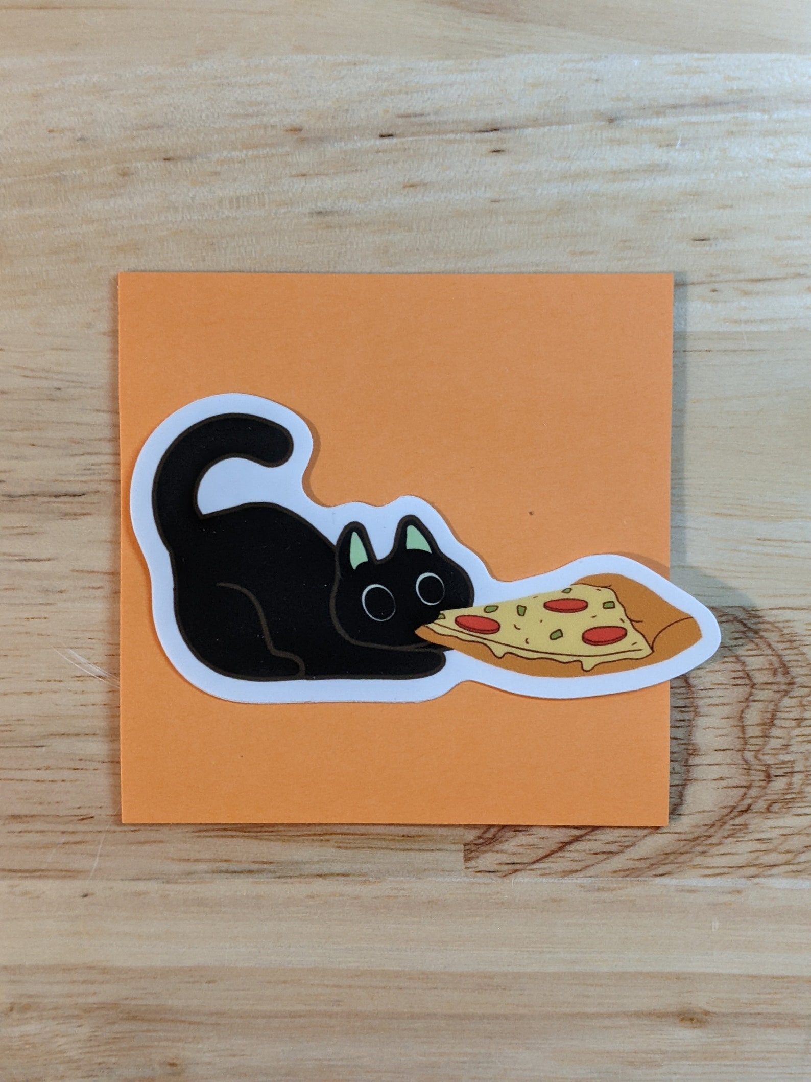 Adorable Pizza Cat Thief Sticker | Pepperoni Cheese Pizza Slice | Cute ...
