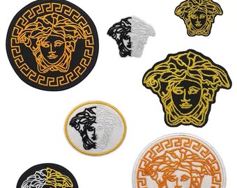 Medusa Golden 10 CM Embroidered Iron on Sew on Patch Badge For Clothes