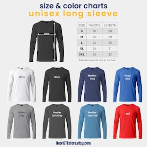 men's long sleeve t - shirt sizes and colors